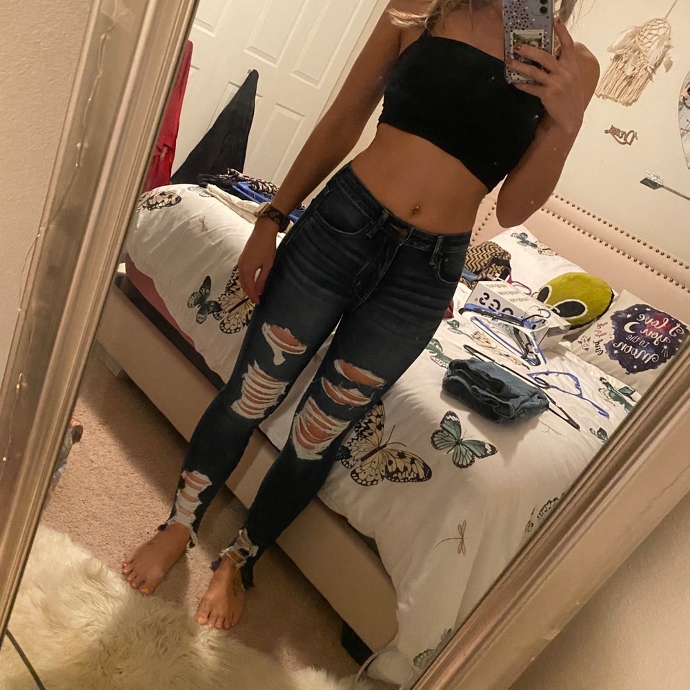 American Eagle Super Hi-Rise Jegging Distressed